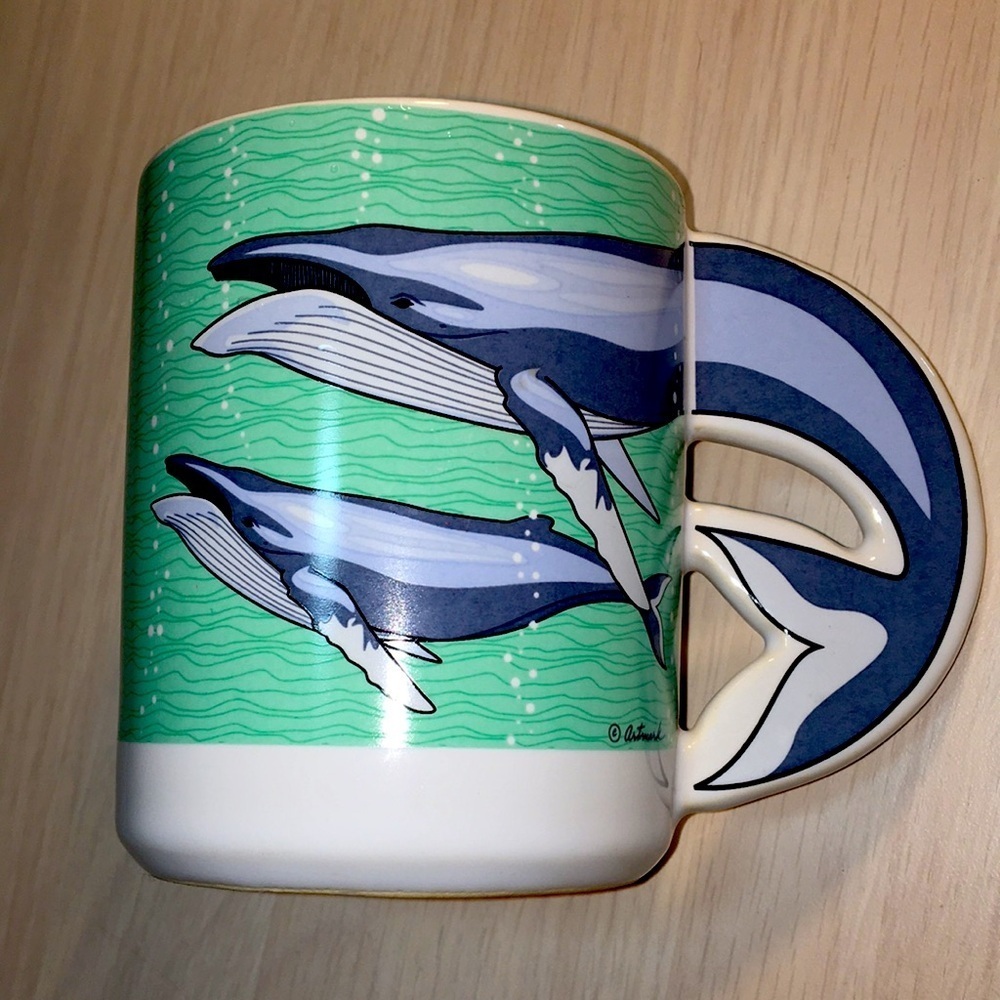 1992 Vintage Whale Tail Handle Coffee Mug